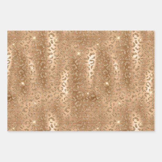 Gouden Glam Glitter Luipaard Dierenprint Inpakpapier Vel (Voorkant)