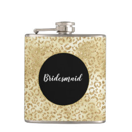 Gouden Glam Glitter Luipaardprint Heupfles