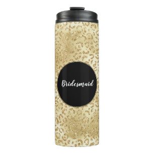 Gouden Glam Glitter Luipaardprint Thermosbeker