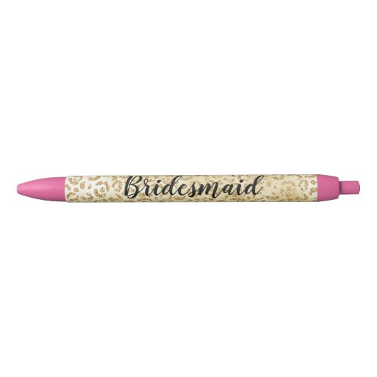 Gouden Glam Glitter Luipaardprint Zwarte Inkt Pen (Voorkant)