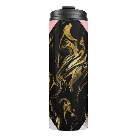 Gouden Glam Glitter Marmer Thermosbeker (Voorkant)