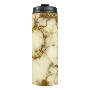 Gouden Glam Glitter Marmer Thermosbeker