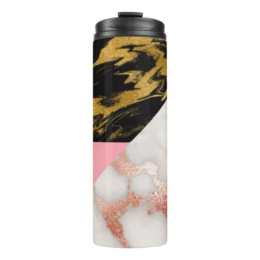 Gouden Glam Glitter Marmer Thermosbeker (Voorkant)