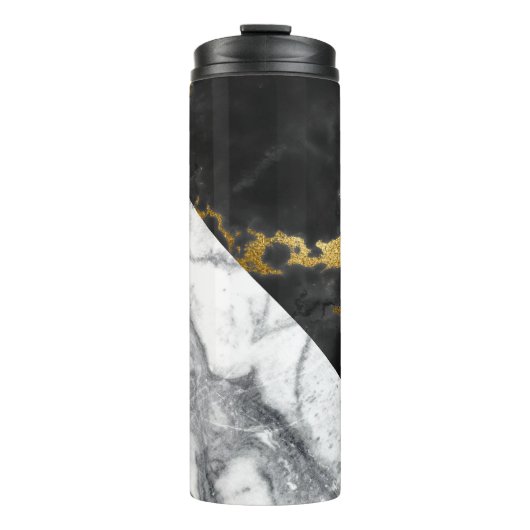 Gouden Glam Glitter Marmer Thermosbeker (Voorkant)