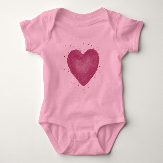 Gouden Glam Glitter Roze Hart Romper (Voorkant)