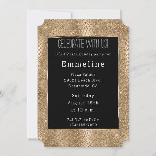 Gouden Glam Glitter Slangenhuid Kaart (Voorkant)