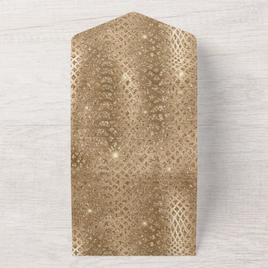 Gouden Glam Glitter Snake Skin All In One Uitnodiging (Buitenkant)