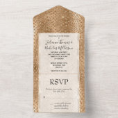 Gouden Glam Glitter Snake Skin All In One Uitnodiging (Binnen)