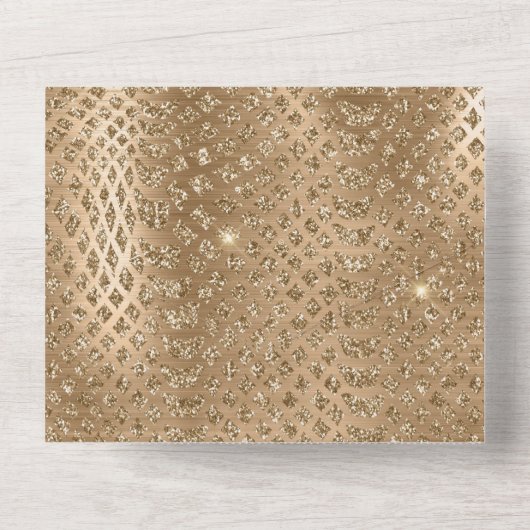 Gouden Glam Glitter Snake Skin All In One Uitnodiging (Achterkant)