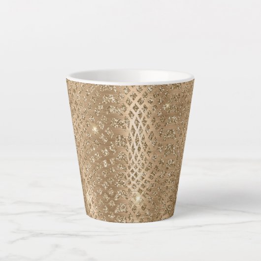 Gouden Glam Glitter Snake Skin Latte Mok (Voorkant)