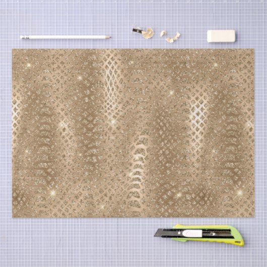 Gouden Glam Glitter Snake Skin Tissuepapier (Craft)