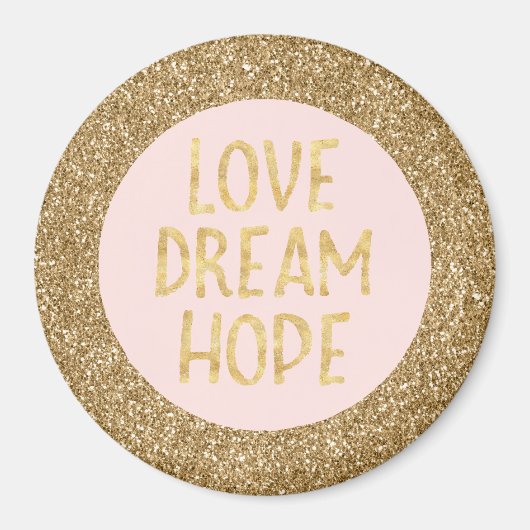 Gouden Glam Glitter Sparkle Glitz Liefde Droom Hoo Magneet (Voorkant)