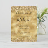 Gouden Glam Glitter Vonken Confetti Kaart (Staand voorkant)