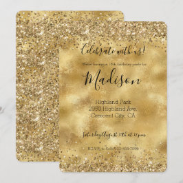Gouden Glam Glitter Vonken Confetti   Kaart