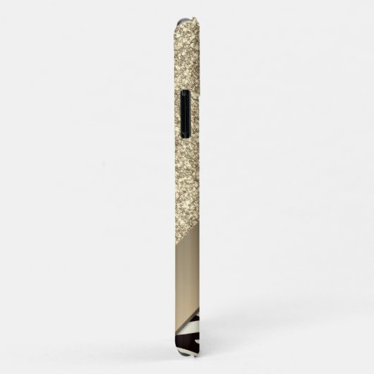 Gouden Glam Glitter Zebra Print Gepersonaliseerd Case-Mate iPhone Case (Achterkant/rechts)