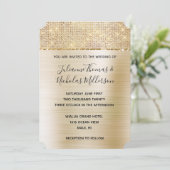 Gouden Glam Glitz Bruiloft Kaart (Staand voorkant)