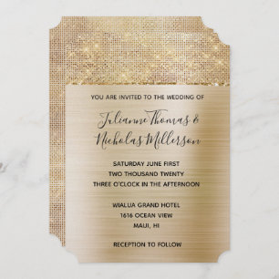Gouden Glam Glitz Bruiloft Kaart