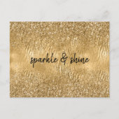 Gouden Glam Glitz Zebra Print Faux Glitter Briefkaart (Voorkant)