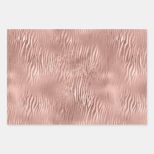 Gouden Glam Glitz Zebra Print Faux Glitter Inpakpapier Vel (Voorkant 3)