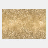Gouden Glam Glitz Zebra Print Faux Glitter Inpakpapier Vel (Voorkant)