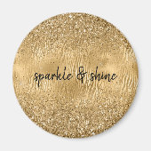 Gouden Glam Glitz Zebra Print Faux Glitter Magneet (Voorkant)