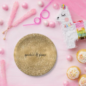 Gouden Glam Glitz Zebra Print Faux Glitter Papieren Bordje (Feest)