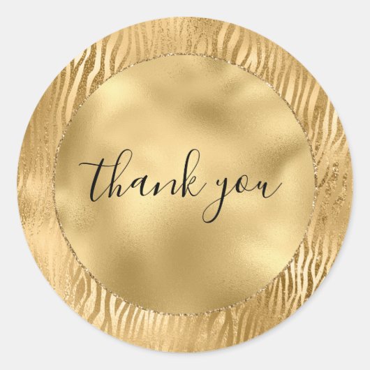 Gouden Glam Glitz Zebra Print Ronde Sticker (Voorkant)