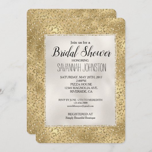 Gouden Glam Glitzy Glitter Luipaard Print Bruids Kaart (Voorkant / Achterkant)