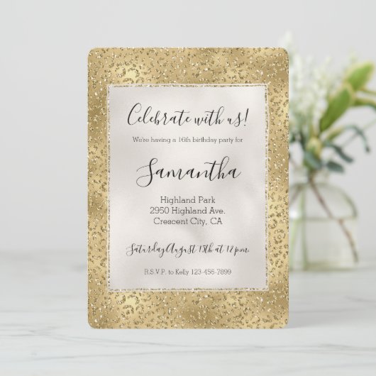 Gouden Glam Glitzy Glitter Luipaardprint Kaart (Staand voorkant)
