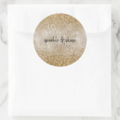 Gouden Glam Glitzy Zebra Print Faux Glitter Ronde Sticker (Tas)