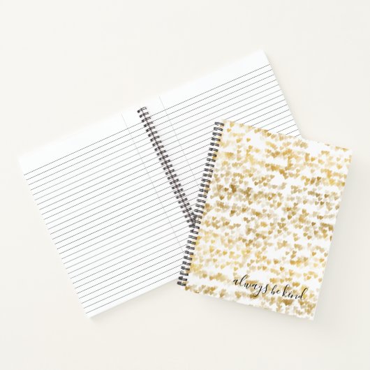 Gouden Glam Harten Bokeh Notitieboek (Binnen)