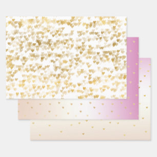 Gouden Glam Harten Confetti Ombre Inpakpapier Vel
