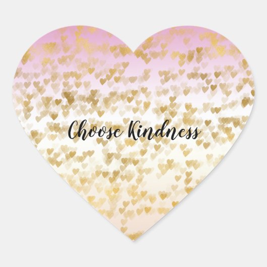 Gouden Glam Harten Confetti Roze Peach Ombre Hart Sticker (Voorkant)