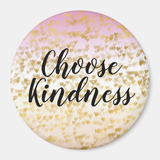 Gouden Glam Harten Confetti Roze Peach Ombre Magneet (Voorkant)