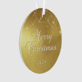 Gouden Glam Kerstmis Koppel Foto Ornament (voorkant)