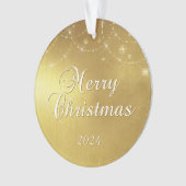 Gouden Glam Kerstmis Koppel Foto Ornament (voorkant)