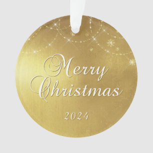 Gouden Glam Kerstmis Koppel Foto Ornament