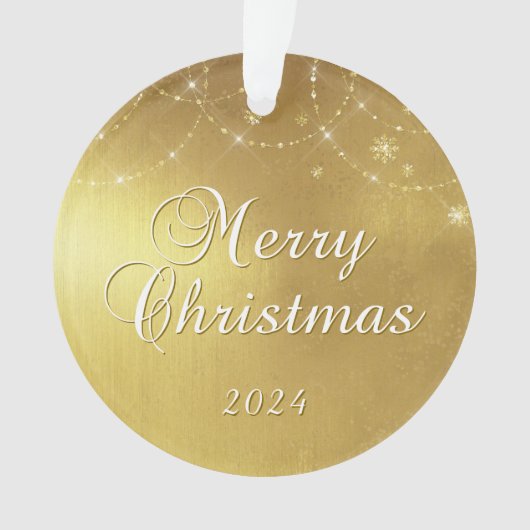 Gouden Glam Kerstmis Koppel Foto Ornament (voorkant)