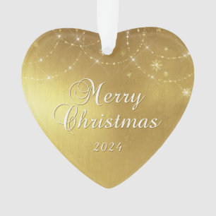 Gouden Glam Kerstmis Koppel Foto Ornament