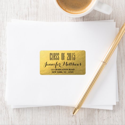 Gouden Glam Klasse van 2015 Afstuderen Adreslabel Etiket (Insitu)