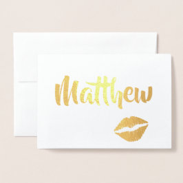 Gouden Glam Kus Lippen  Folie Kaarten