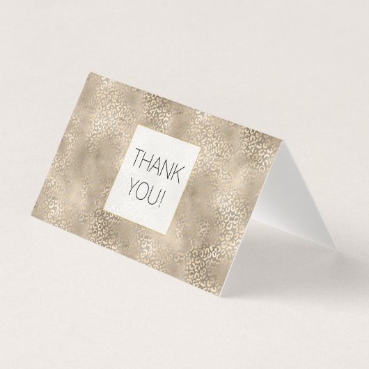 Gouden Glam Leopard Print Dank u Kaart (Voorkant)