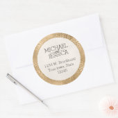 Gouden Glam Leopard Print Gepersonaliseerd adres Ronde Sticker (Envelop)