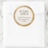 Gouden Glam Leopard Print Gepersonaliseerd adres Ronde Sticker (Tas)
