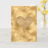 Gouden Glam Liefde Glitter Hart Kaart (Gele Bloem)
