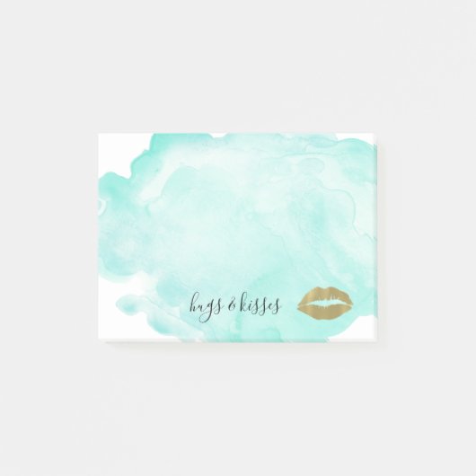 Gouden Glam Lips Mint Waterverf Post-it® Notes (Voorkant)