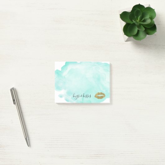 Gouden Glam Lips Mint Waterverf Post-it® Notes (Kantoor)