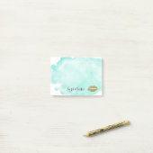 Gouden Glam Lips Mint Waterverf Post-it® Notes (Op bureau)