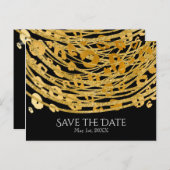 Gouden Glam Luipaardprint Exotisch Bewaar de Datum Aankondigingskaart (Voorkant / Achterkant)