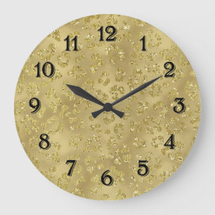 Gouden Glam Luipaardprint Grote Klok
